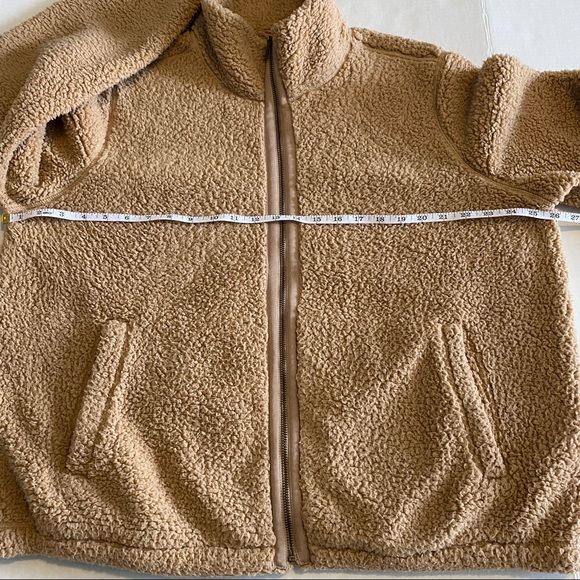 Old navy women’s cozy Sherpa teddy full zip camel jacket with thumb loops - XL - Picture 11 of 13